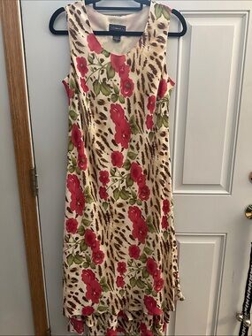 Elementz Cream Maxi Dress with Pink Floral Print